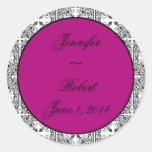 Damask Delight New Berry Purple Envelope Seal Round Stickers