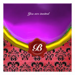 DAMASK GEM STONE MONOGRAM purple violet silk Custom Invite