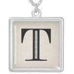 Damask Letter T - Black Pendants