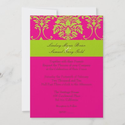 Damask lime green hot pink by Classic Events