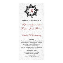 Damask MONOGRAM Wedding program Rack Card Design