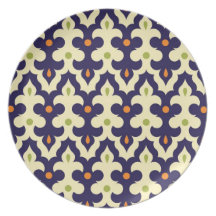 Damask paisley arabesque Moroccan pattern Dinner Plates