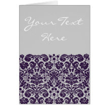 Damask Purple Wedding Cards