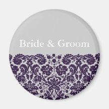 Damask Purple Wedding Refrigerator Magnet