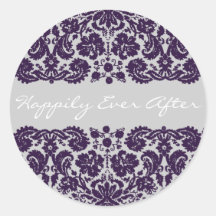 Damask Purple Wedding Sticker