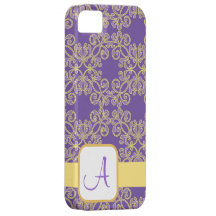 Damask (Purple & Yellow) Monogram iPhone 5 Covers