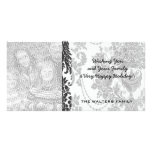 damask roses white and black.ai picture card