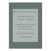 Damask Sage Green Tone on Tone Invite