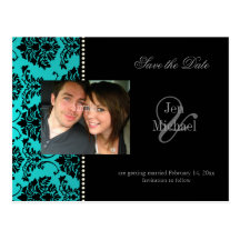 Damask Save the Date Photo postcards,