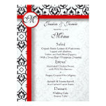 Damask Side Borders Red Trim Wedding Menu Personalized Invitation