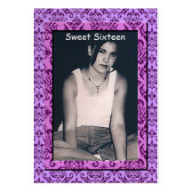 Damask Sweet 16 Birthday Photo Cards Business Card