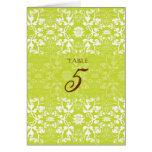Damask Swirls Lace Lime Green Wedding Table Card