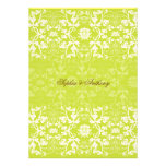 Damask Swirls Lace Lime Wedding Invitation