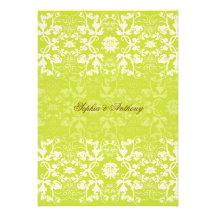 Damask Swirls Lace Lime Wedding Invitation