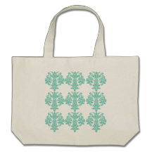 Damask turquoise floral Art nouveau tote bag