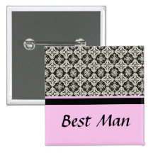 damask wedding button