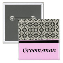damask wedding button groomsman