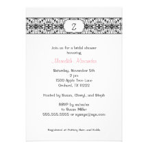 Damask with your Monogram Bridal Shower Invitation