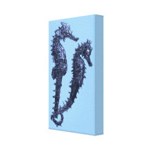 Dance Of The Seahorses (Blue) Canvas Print
