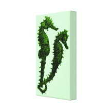 Dance Of The Seahorses (Green) Gallery Wrap Canvas