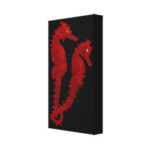 Dance Of The Seahorses (Red) Gallery Wrap Canvas