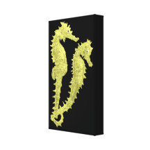 Dance Of The Seahorses (Yellow) Stretched Canvas Prints