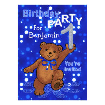 Dancing Bears 1st Birthday Party for Boys Custom Invitation