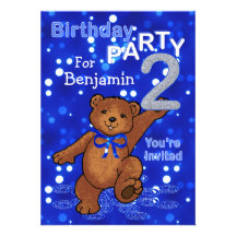 Dancing Bears 2nd Birthday Party for Boys Invitation