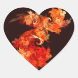 Dancing Firebirds Abstract Art Heart Sticker