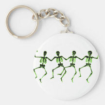 Dancing Skeletons, Green Glow Key Chain