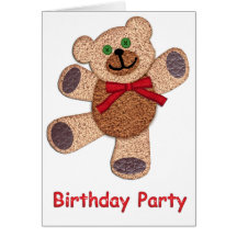 Dancing Teddy Bear Birthday Party Greeting Card