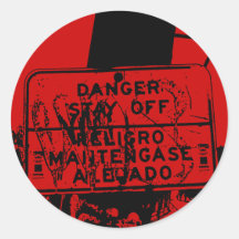 Danger Stay Off Sign Round Sticker