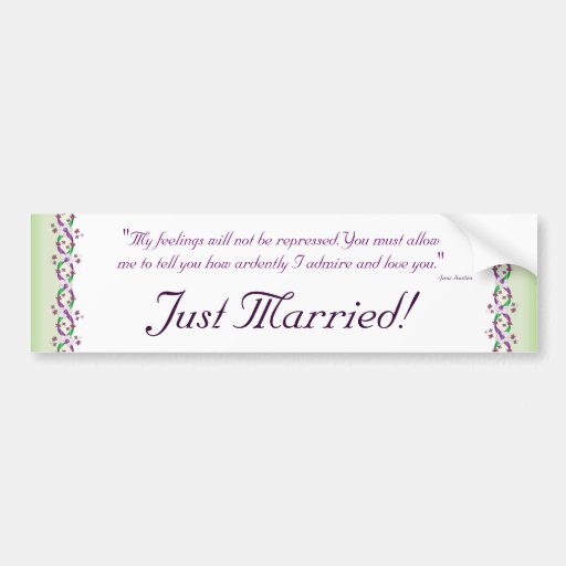 Darcy Just Married Bumper Sticker