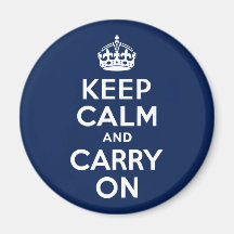 Dark Blue Keep Calm and Carry On Refrigerator Magnets