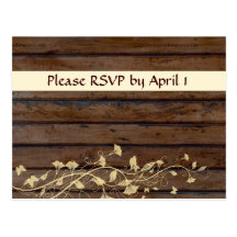 Dark Brown Wood RSVP Postcard