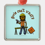 Dark Construction Girl Ornament
