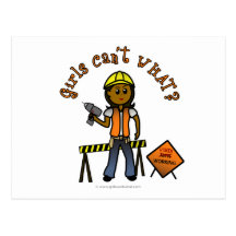 Dark Construction Girl Postcard