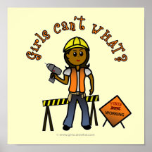 Dark Construction Girl Print