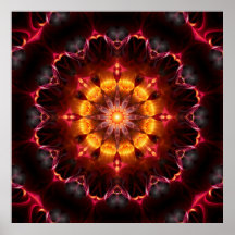 dark gold and red power mandala print