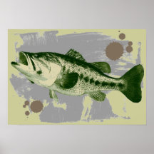 Dark green fish paint splotches poster