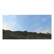 Dark Green Hill Top and Blue Sky. Photo Card Template
