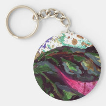 dark green leaves key chain