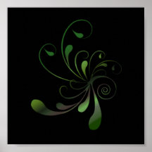 Dark Green Swirls Print