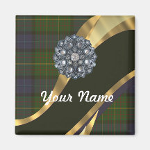 Dark green tartan refrigerator magnets