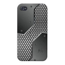 Dark Grey Metallic Look Geometric Pattern. Case For The iPhone 4