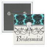 dark grey on aqua blue flourish damask pattern pins