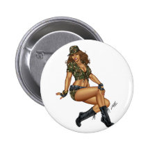 Dark Haired Army or Military Pinup Girl by Al Rio