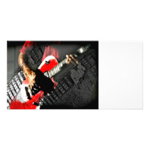Dark hands guitar layered red image customized photo card