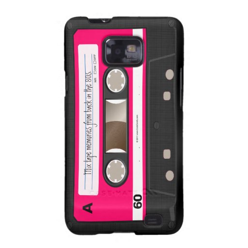 Dark Hot Pink Retro Cassette Tape Personalised Galaxy SII Covers