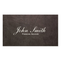 Dark Leather Financial Advisor Business Card